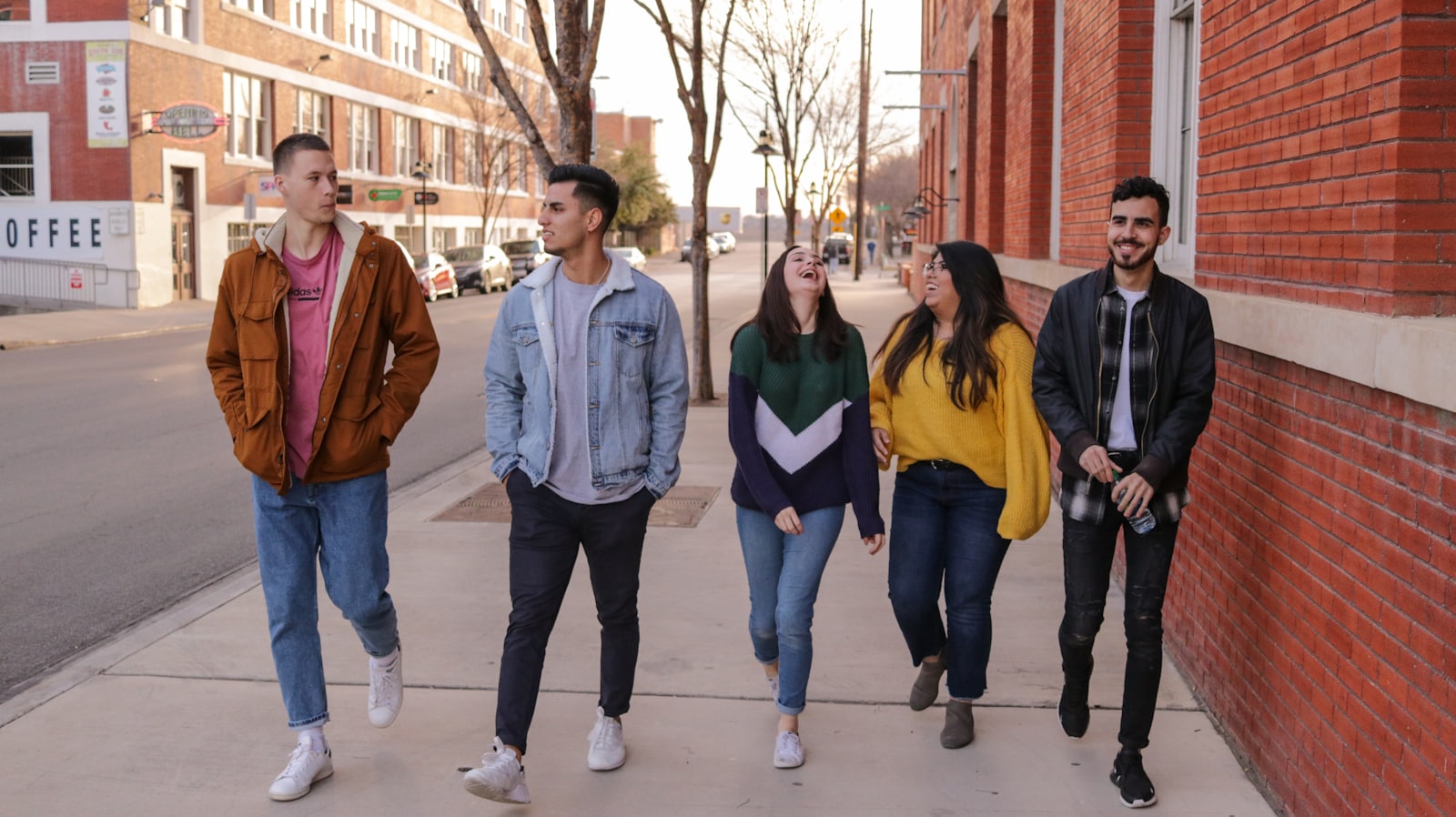 Secondary-school students walking together